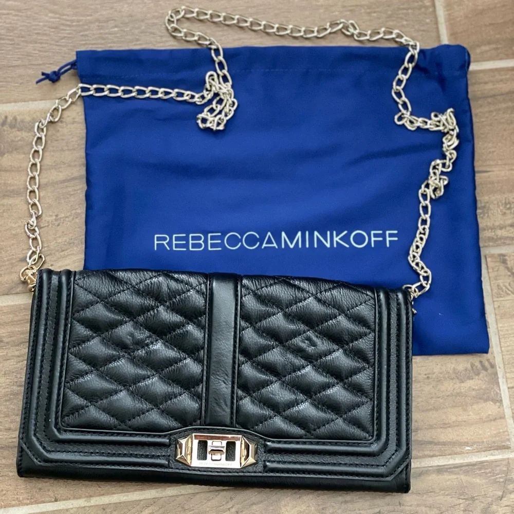 Rebecca Minkoff Black Leather Quilted Chain Strap Shoulder/Crossbody Bag - Picture 2 of 16